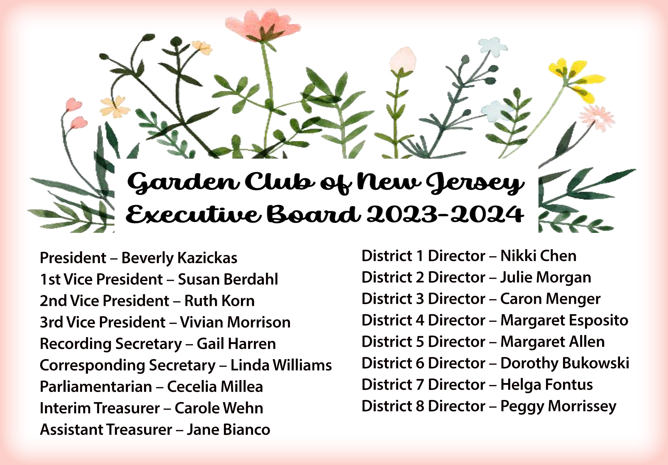 Garden Club of New Jersey Board 2023
